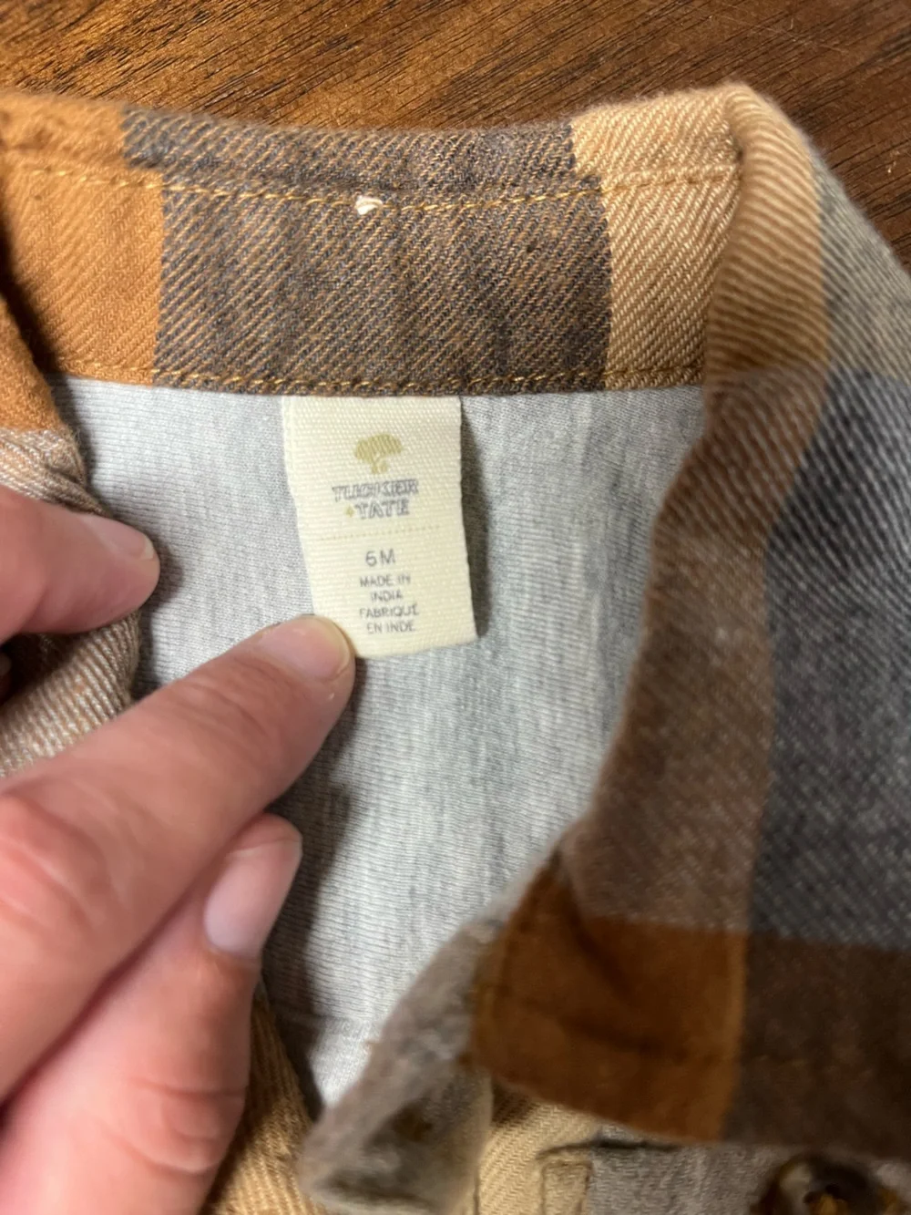 Tucker and Tate Plaid Baby One-Piece Romper in Mustard, Gray & Brown